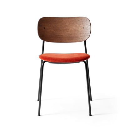 Co Dining Chair Upholstered by Menu - Without Armrest / Black Powder Coated Steel / Dark Oak / City Velvet 062