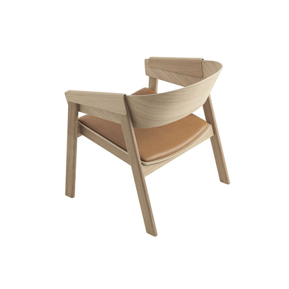 Cover Lounge Chair Upholstered by Muuto - Natural Oak / Cognac Silk Leather