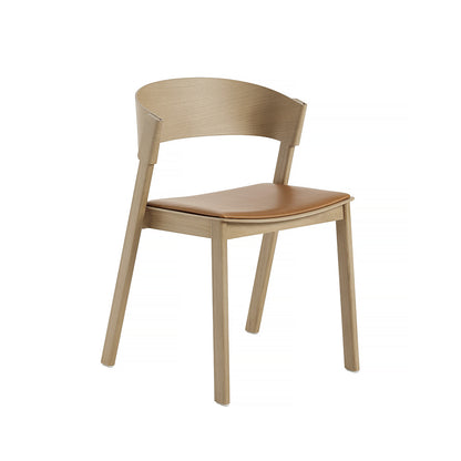 Natural Oak and Cognac Silk Leather Cover Side Chair by Muuto