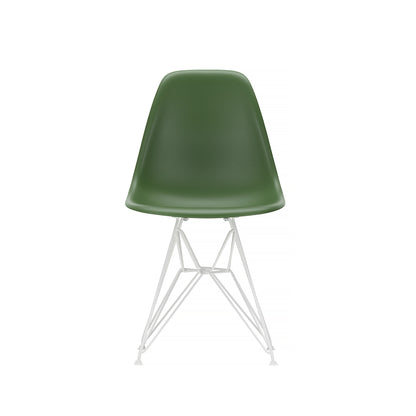 Eames DSR Plastic Side Chair (New Height) in Forest with White Base by Vitra