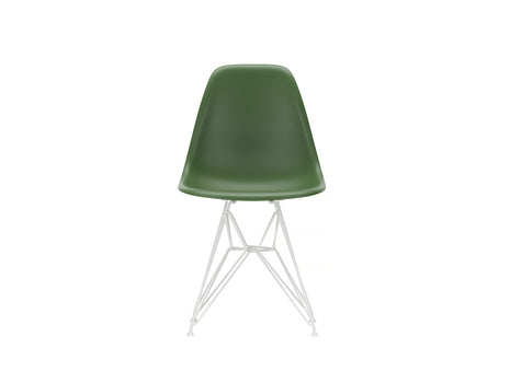 Eames DSR Plastic Side Chair (New Height) in Forest with White Base by Vitra