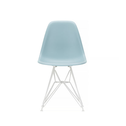 Eames DSR Plastic Side Chair (New Height) in Ice Grey with White Base by Vitra