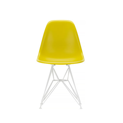 Eames DSR Plastic Side Chair (New Height) in Mustard with White Base by Vitra