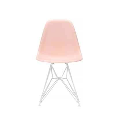 Eames DSR Plastic Side Chair (New Height) in Pale Rose with White Base by Vitra