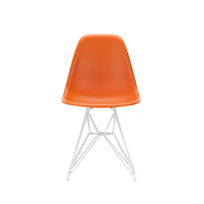 Eames DSR Plastic Side Chair (New Height) in Rusty Orange with White Base by Vitra