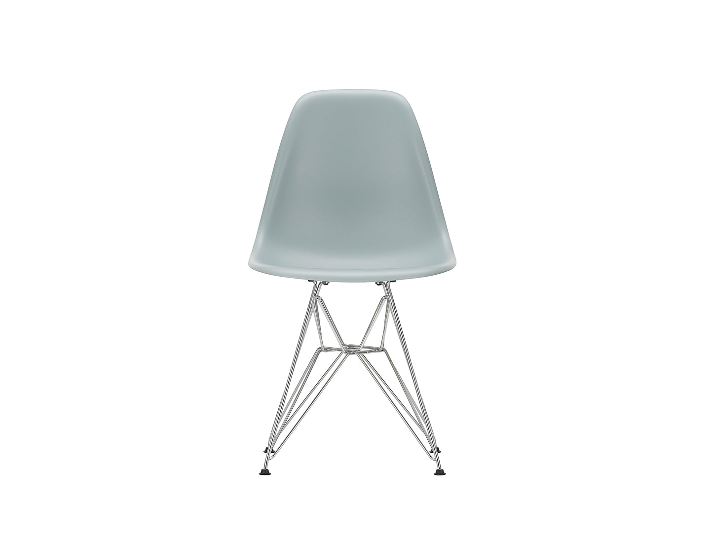 Eames DSR Plastic Side Chair (New Height) in Light Grey with Chrome Base by Vitra