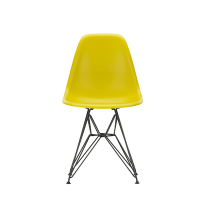 Eames DSR Plastic Side Chair (New Height) in Mustard with Basic Dark Base by Vitra