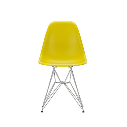 Eames DSR Plastic Side Chair (New Height) in Mustard with Chrome Base by Vitra
