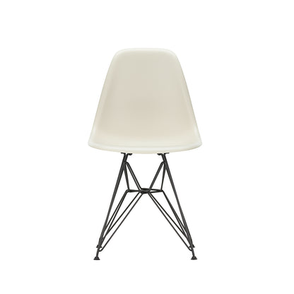 Eames DSR Plastic Side Chair (New Height) in Pebble with Basic Dark Base by Vitra