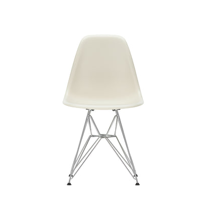 Eames DSR Plastic Side Chair (New Height) in Pebble with Chrome Base by Vitra
