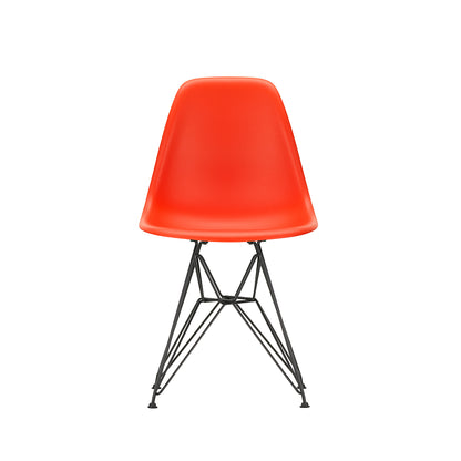 Eames DSR Plastic Side Chair (New Height) in Poppy Red with Basic Dark Base by Vitra