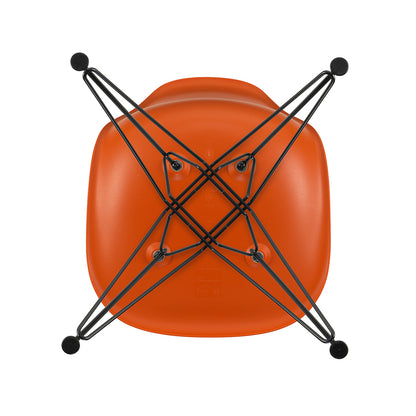 Eames DSR Plastic Side Chair (New Height) in Rusty Orange with Basic Dark Base by Vitra