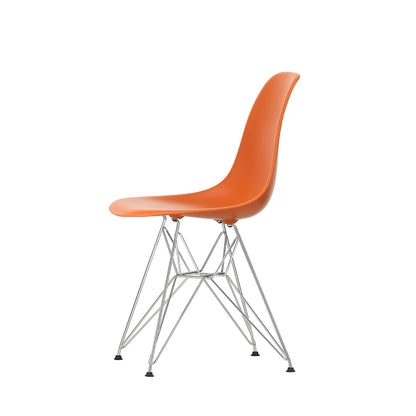 Eames DSR Plastic Side Chair (New Height) in Rusty Orange with Chrome Base by Vitra