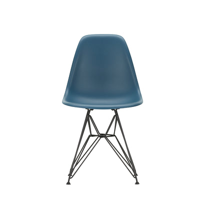 Eames DSR Plastic Side Chair (New Height) in Sea Blue with Basic Dark Base by Vitra