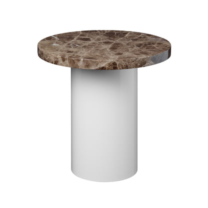 CT09 Enoki Side Table by e15 - (D40 H40 cm) Dark Emperador Marble Tabletop / Signal White Steel Base