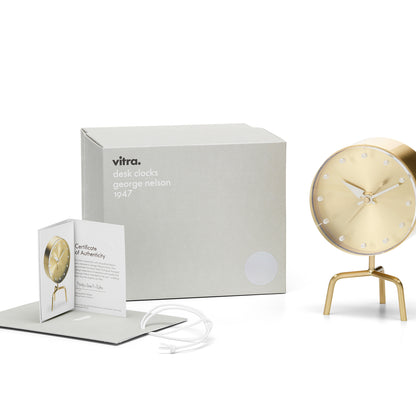 George Nelson Tripod Clock in brass by Vitra