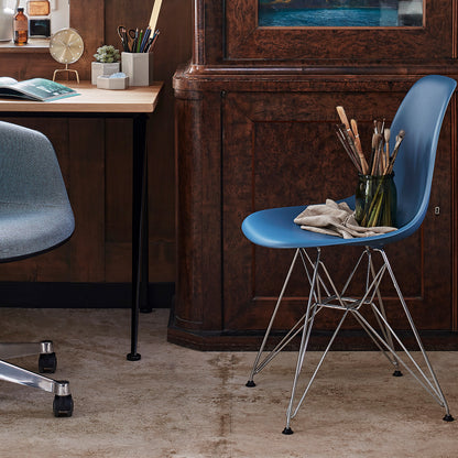 Eames DSR Plastic Side Chair by Vitra - Sea Blue Shell, Basic Dark Base