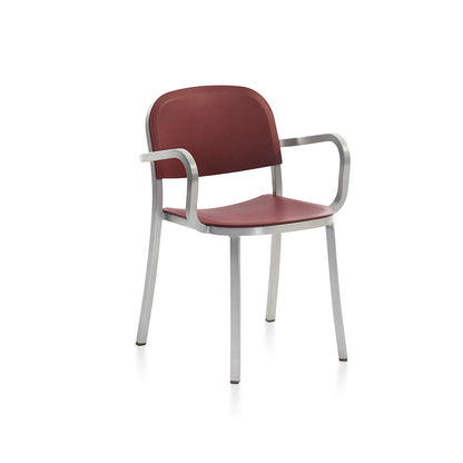 1 Inch Armchair by Emeco - Hand Brushed Aluminium / Bordeaux
