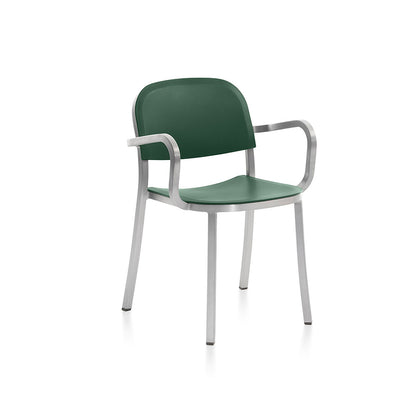 1 Inch Armchair by Emeco - Hand Brushed Aluminium / Green