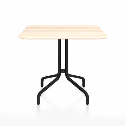 1 Inch Outdoor Cafe Table by Emeco -Square (91 x 91 cm) / Black Powder Coated Aluminium Base / Accoya Wood Tabletop