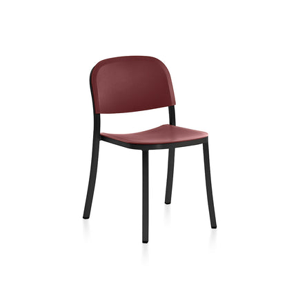 1 Inch Side Chair by Emeco - Black Powder Coated Aluminium / Bordeaux