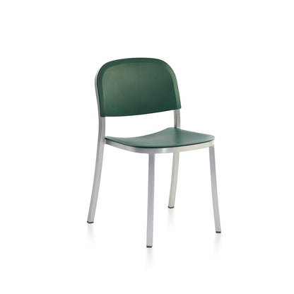 1 Inch Side Chair by Emeco - Hand Brushed Aluminium / Green