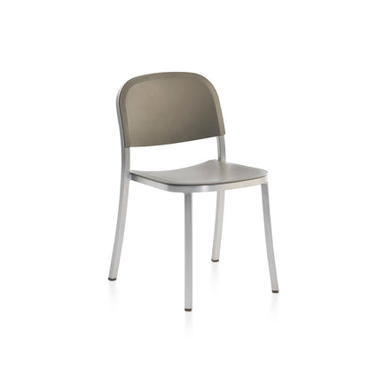 1 Inch Side Chair by Emeco - Hand Brushed Aluminium / Light Grey