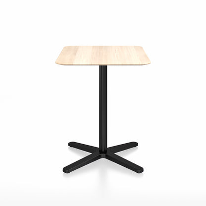 2 Inch Outdoor Cafe Table - X Base by Emeco - Accoya Wood Top / Black Aluminium Base / 60x76