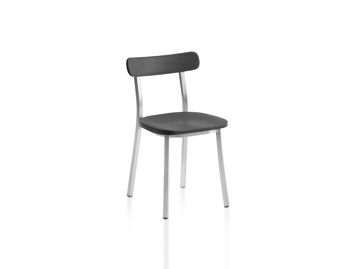 Utility Side Chair by Emeco - Hand-brushed Aluminium Frame / Dark Stained Ash