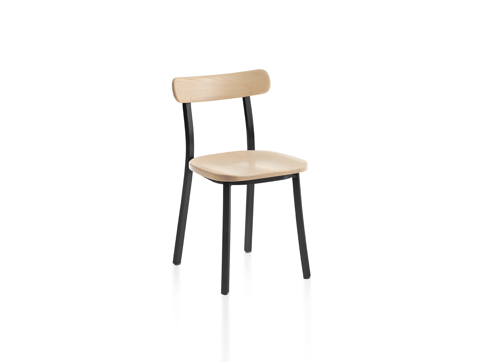 Utility Side Chair by Emeco - Black Powder Coated Aluminium Frame / Accoya