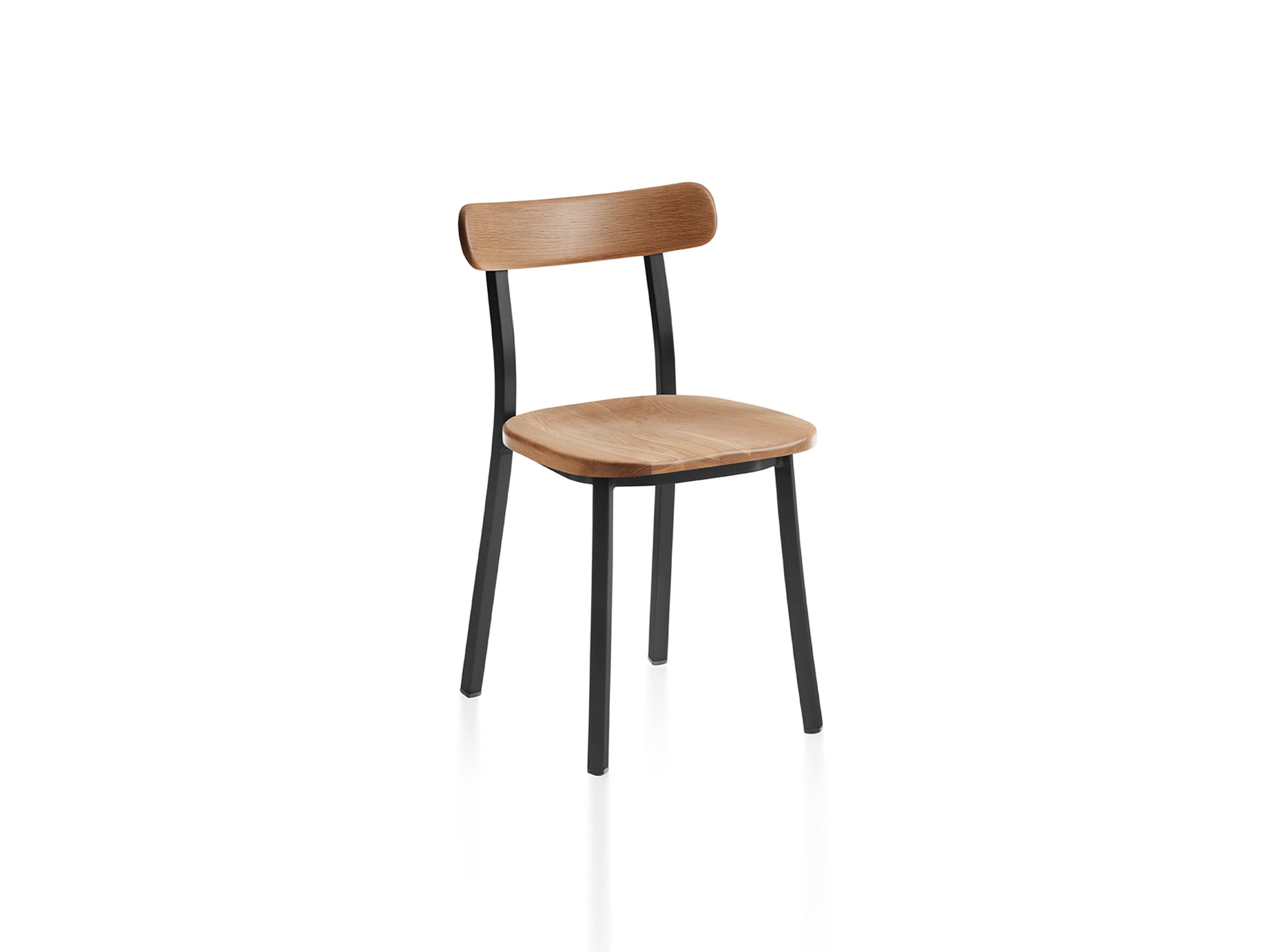 Utility Side Chair by Emeco - Black Powder Coated Aluminium Frame / Oak