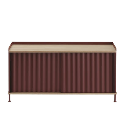 Enfold Sideboard by Muuto -124x45 / Lacquered Oak / Deep Red Lacquered Steel
