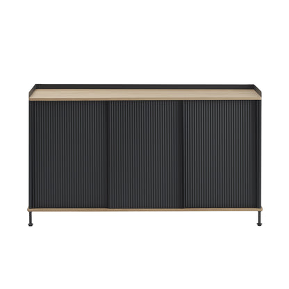 Enfold Sideboard by Muuto - 148x45 / Lacquered Oak / Black Lacquered Steel