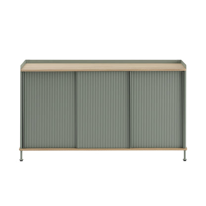 Enfold Sideboard by Muuto - 148x45 / Lacquered Oak / Dusty Green Lacquered Steel