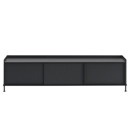 Enfold Sideboard by Muuto - 186x45 / Black Lacquered Oak / Black Lacquered Steel