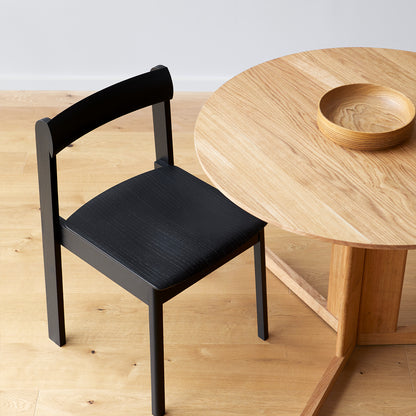 Blueprint Chair in Black Painted Ash with oiled oak Trefoil Table by Form & Refine