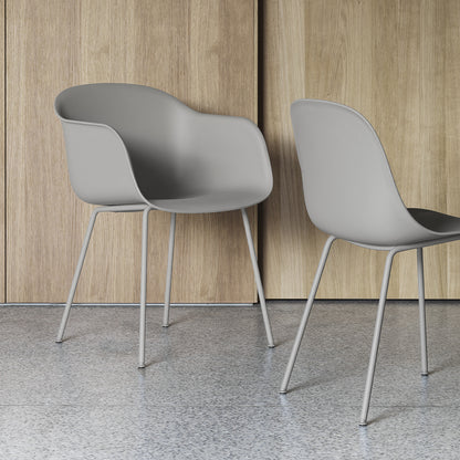 Fiber Side Chair with Metal Base by Muuto - Grey / Grey