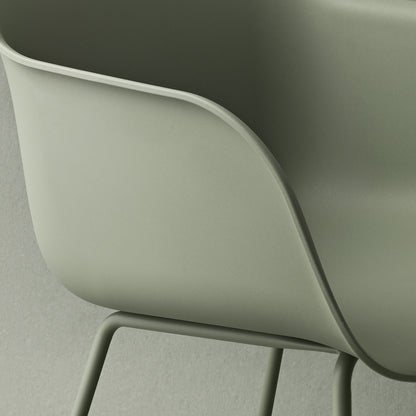 Fiber Armchair with Metal Base - Dusty Green Base, Dusty Green Shell