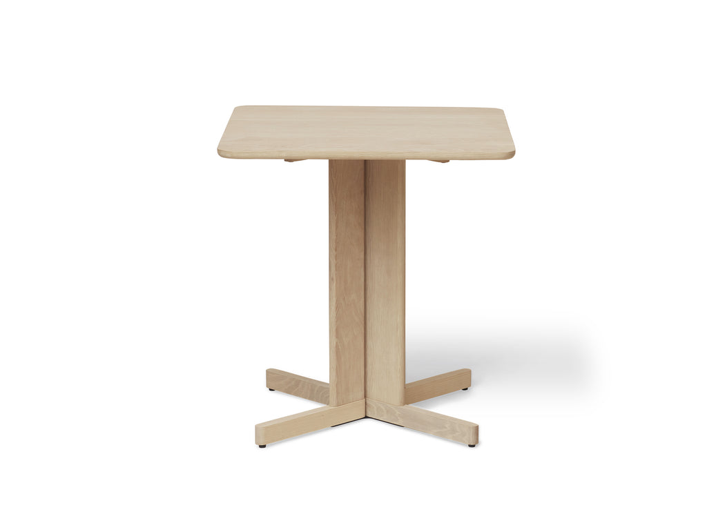 Square pedestal shop table with leaf