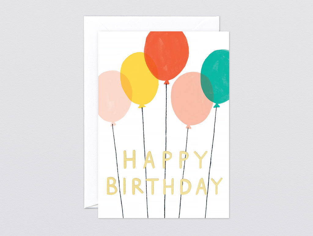 'Happy Birthday Balloons' Foiled Greetings Card by Wrap