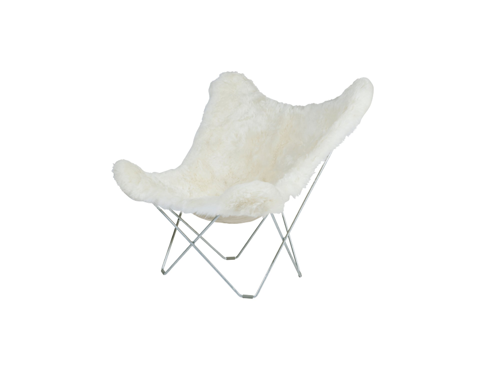 Mariposa Butterfly Sheepskin Chair by Cuero - Chrome Frame / Shorn White