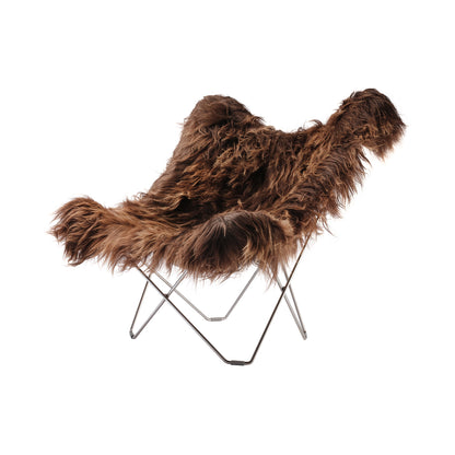 Mariposa Butterfly Sheepskin Chair by Cuero - Chrome Frame / Wild Brown