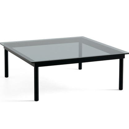 Kofi Table / 100 x 100 cm / Black Lacquered Oak Base / Grey Glass Tabletop / HAY