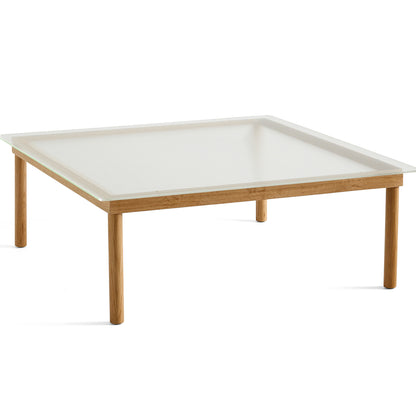 Kofi Table / 100 x 100 cm / Lacquered Oak Base / Clear Reeded Glass Tabletop / HAY