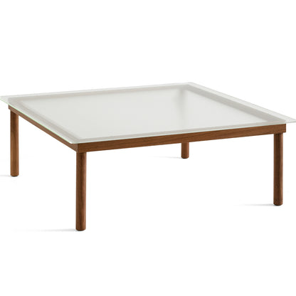 Kofi Table / 100 x 100 cm / Walnut Base / Clear Reeded Glass Tabletop / HAY