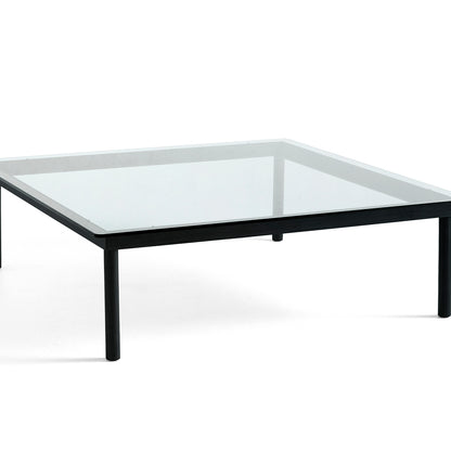 Kofi Table / 120 x 120 cm / Black Lacquered Oak Base / Clear Glass Tabletop / HAY