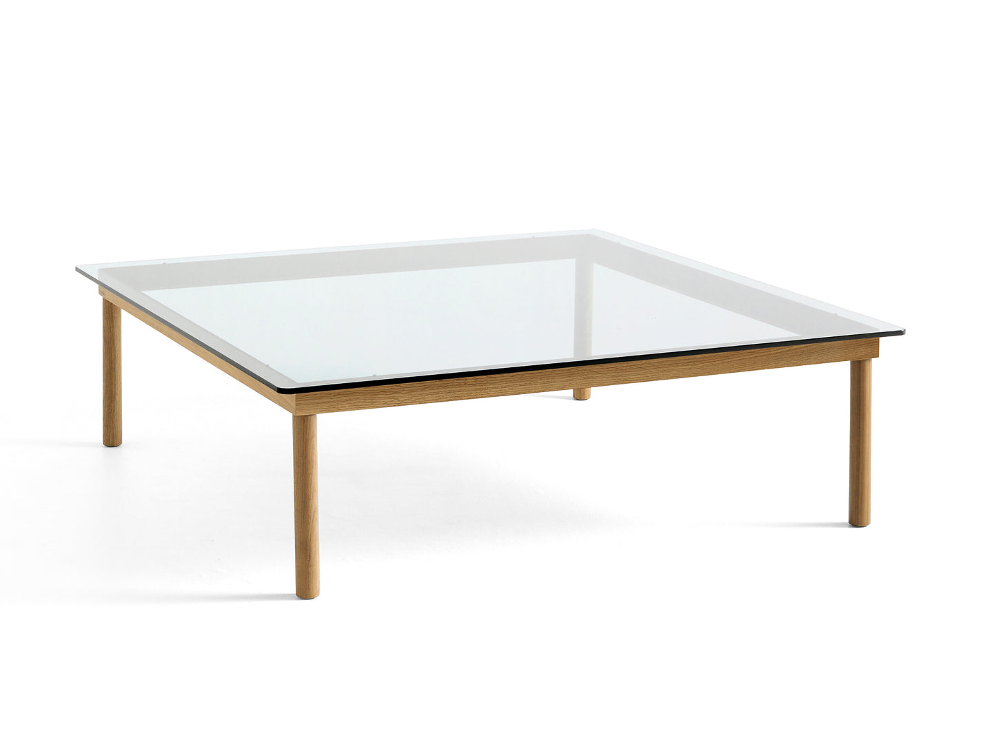 Kofi Table / 120 x 120 cm / Lacquered Oak Base / Clear Glass Tabletop / HAY