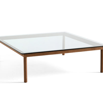 Kofi Table / 120 x 120 cm / Walnut Base / Clear Glass Tabletop / HAY