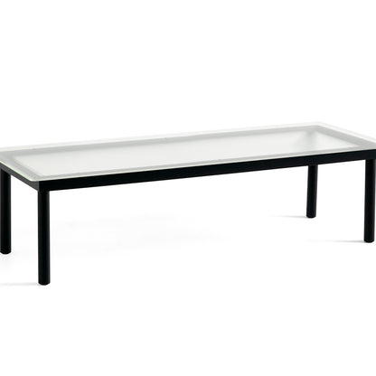Kofi Table / 140 x 50 cm / Black Lacquered Oak Base / Clear Reeded Glass Tabletop / HAY
