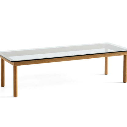 Kofi Table / 140 x 50 cm / Lacquered Oak Base / Clear Glass Tabletop / HAY